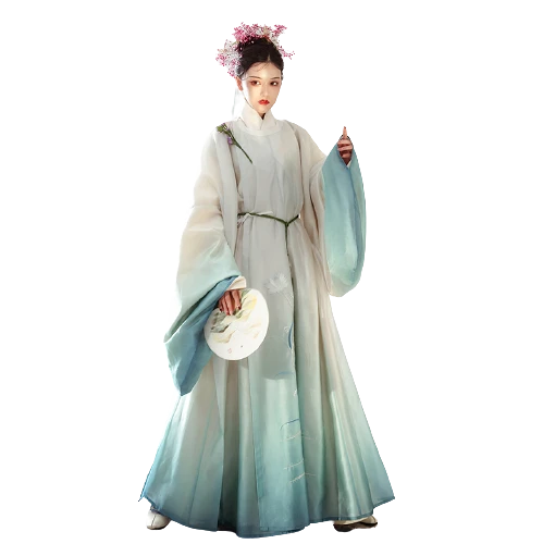 宴山亭 明制汉服 青莲居士 男女款圆领袍 蓝绿白渐变 S