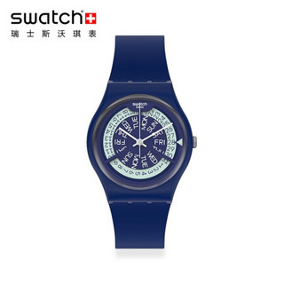 斯沃琪（Swatch）瑞士手表 原创系列  深海指南 复古简约 日历 石英男士手表GN727