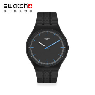 斯沃琪（Swatch）瑞士手表 Skin超薄系列 深黑轨迹 商务质感 石英中性男女表SS07B103