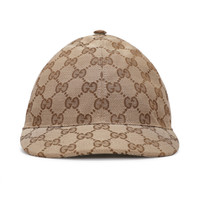 古驰 GUCCI 男女童米色/乌木色帆布GG图案棒球帽 481774 3HC65 2140 L