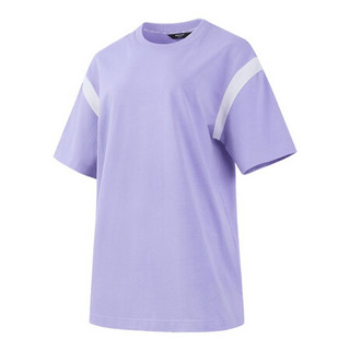 蕉下 夏季棉质圆领短袖上衣宽松时尚撞色打底衫 2021闻季系列宽松T恤 香芋紫/霜云白S