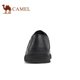 骆驼（CAMEL） 商务休闲鞋舒适牛皮系带软底套脚皮鞋男 A112177030 黑色 44