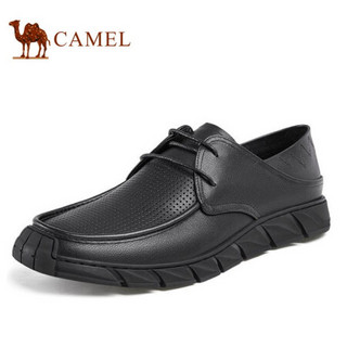 骆驼（CAMEL） 商务休闲鞋舒适牛皮系带软底套脚皮鞋男 A112177030 黑色 41