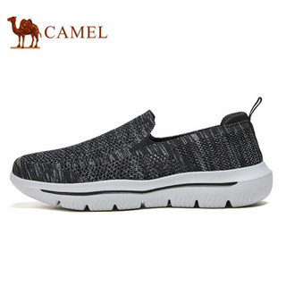 骆驼（CAMEL）休闲鞋轻盈透气舒适耐磨网布飞织凉鞋男 A112303680 黑/灰 39