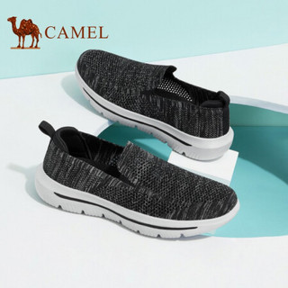 骆驼（CAMEL）休闲鞋轻盈透气舒适耐磨网布飞织凉鞋男 A112303680 黑/灰 39