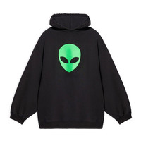 BALENCIAGA巴黎世家男装连帽衫运动衫卫衣落肩Alien Sport黑色时尚休闲 L