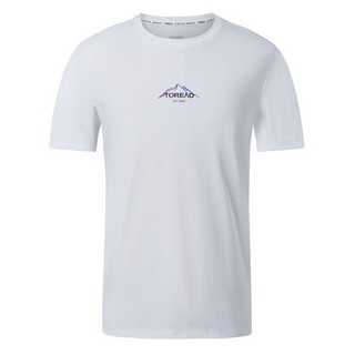 探路者（TOREAD）T恤 21春夏户外男士吸湿透气速干衣 冰感轻薄短袖运动T恤 TAJJ81223 本白 M
