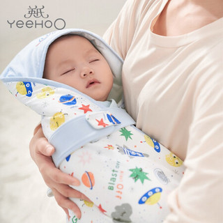 英氏婴儿2层纱布抱被 宝宝包被薄款透气大抱被 YEBAJ30019A01 90*90CM