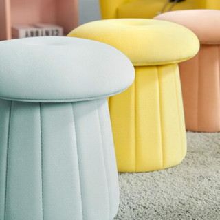 顾家家居（KUKA）蘑菇凳 客厅家用矮凳创意绒布凳可爱卡通防滑凳子 蘑菇凳-嫩粉