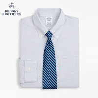 布克兄弟 Brooks Brothers 男士牛津纺免烫细格纹长袖衬衫商务通勤 4004-藏青色 17/33