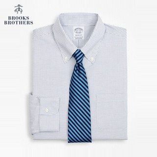 Brooks Brothers 男士牛津纺免烫细格纹长袖衬衫商务通勤 4004-藏青色 17/33