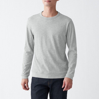 无印良品 MUJI 男式 粗细不均棉线 天竺编织 长袖T恤 21SS 新品 灰色 XXL