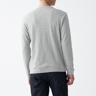 无印良品 MUJI 男式 粗细不均棉线 天竺编织 长袖T恤 21SS 新品 灰色 XXL