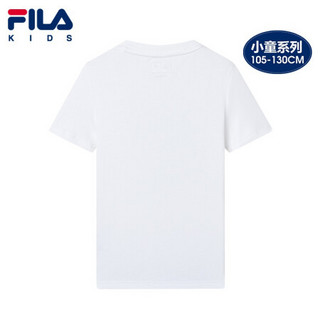 FILA KIDS斐乐官方男童短袖T恤夏季印花圆领半袖衫儿童猫咪主题上衣 标准白-WT 130cm