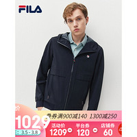 FILA 斐乐官方男士运动外套2021春季新款连帽梭织宽松潮流外套男 传奇蓝-NV 170/92A/M