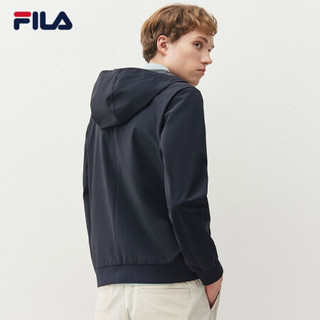 FILA 斐乐官方男士运动外套2021春季新款连帽梭织宽松潮流外套男 传奇蓝-NV 170/92A/M