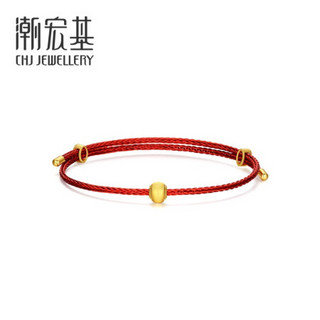 潮宏基 CHJ JEWELLERY 炫动猫眼 足金黄金转运珠手链男女款定价 SCG30003439 好运红绳