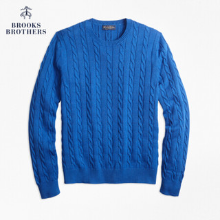 Brooks Brothers/布克兄弟男Supima棉拼接花纹圆领套头针织衫毛衣 4003-蓝色 S