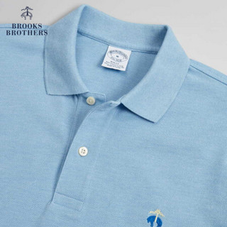 Brooks Brothers/布克兄弟男士Supima棉微弹拼色logo款短袖Polo衫 4003-蓝色 S