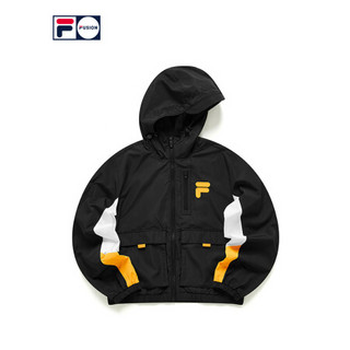 FILA FUSION斐乐 女子梭织外套2021年春夏新款工装连帽休闲服上衣 深黑-BK 160/80A/S