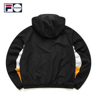 FILA FUSION斐乐 女子梭织外套2021年春夏新款工装连帽休闲服上衣 深黑-BK 160/80A/S