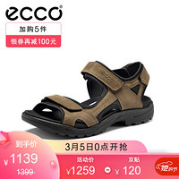 ECCO爱步运动凉鞋男2021夏季新款轻盈魔术贴沙滩鞋 在途690004 可可棕/黑色69000455379 42