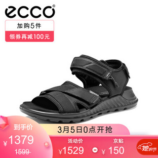 ECCO爱步运动凉鞋男2021夏季新款户外魔术贴沙滩鞋 突破811804 黑色81180451052 45