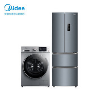 美的(Midea)321升法式多门双变频风冷无霜冰箱BCD-321WFPM(E)+12KG喷淋洗涤滚筒洗衣机MG120VJ31DS3