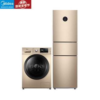 美的(Midea)231升节能效变频三门风冷无霜冰箱BCD-231WTPZM(E)+10KG变频除螨滚筒洗衣机MG100A5