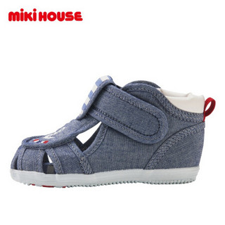 MIKIHOUSE学步鞋男女儿童鞋日本制保护脚趾二段学步夏季凉鞋12-9302-386 蓝色 13CM