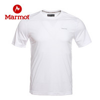 marmot/土拨鼠21春夏新款运动透气弹力速干短袖T恤男户外 白色080 XL 欧码偏大