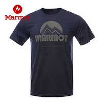 marmot/土拨鼠21春夏新款运动超轻透气弹力棉感速干短袖T恤男户外 北极蓝2975 S 欧码偏大