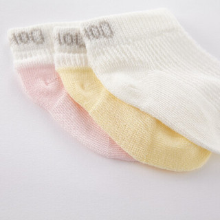 英氏婴幼儿袜子宝宝夏季舒适针织薄款防滑短袜3双装 YIWGJ20013A01淡天堂粉 17CM