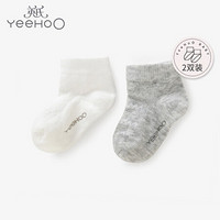 英氏婴儿英针薄袜宝宝袜子婴儿袜 (2双装) YIWGJ20001A 英氏白 11CM