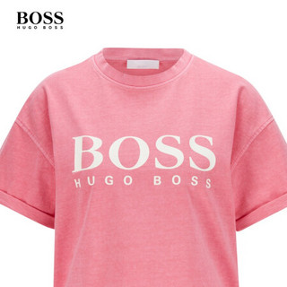 HUGO BOSS雨果博斯女士2021早春款徽标宽松有机棉 T 恤 681-粉色 EU:M