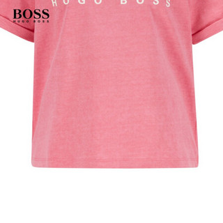 HUGO BOSS雨果博斯女士2021早春款徽标宽松有机棉 T 恤 681-粉色 EU:M
