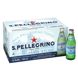 S.PELLEGRINO 圣培露 含气天然矿泉水250ml 24瓶/箱 玻璃瓶新鲜到货