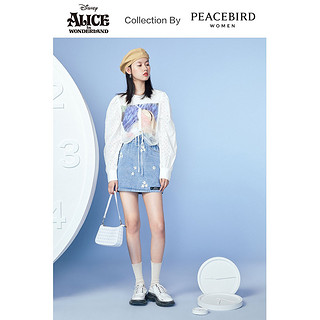 PEACEBIRD 太平鸟 爱丽丝联名女士白色网纱上衣 A6DCA3479