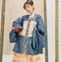 JIANGNANYISU·XI 素兮江南忆 明制汉服 白云山茶 女士方领长袄 蓝色 S