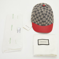 古驰 GUCCI 20秋冬 奢侈品童装 儿童乌木色/红色帆布GG图案棒球帽 411771 KQWW0 4077 L