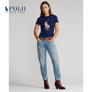 Ralph Lauren/拉夫劳伦女装 经典款Pink Pony修身棉质T恤RL21864 410-海军蓝 S