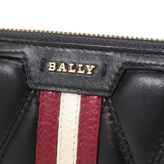 BALLY 巴利 女士皮质长款拉链钱包钱夹黑色红白条纹 DALEN QT 190 6236144