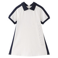 安奈儿童装女童短袖连衣裙2021夏新款 EG123077 米白 130cm
