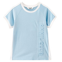 安奈儿童装男童圆领短袖T恤2021夏新款 EB121113 都市蓝 120cm