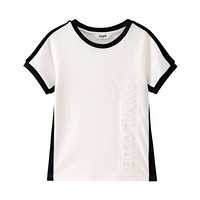 安奈儿童装男童圆领短袖T恤2021夏新款  EB121113 米白 140cm