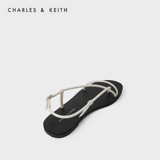 CHARLES＆KEITH2021春季新品CK1-70060562女士细绊带夹趾平跟凉鞋 White白色 41