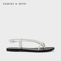 CHARLES＆KEITH2021春季新品CK1-70060562女士细绊带夹趾平跟凉鞋 White白色 41