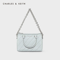 CHARLES＆KEITH2021春新品CK2-30151002女士追光反光绗缝手提包 Grey灰色（银色反光） M