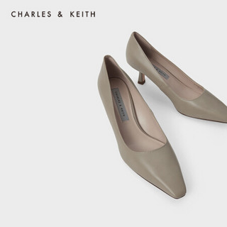 CHARLES＆KEITH2021夏季新品CK1-61720067女士简约通勤高跟单鞋 Taupe灰褐色 39