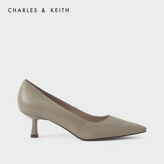 CHARLES＆KEITH2021夏季新品CK1-61720067女士简约通勤高跟单鞋 Taupe灰褐色 40